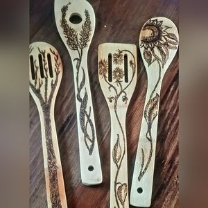 Woodburned wooden spoons
